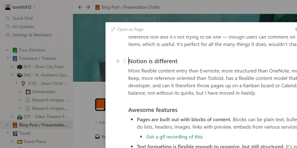 A blog post draft in Notion